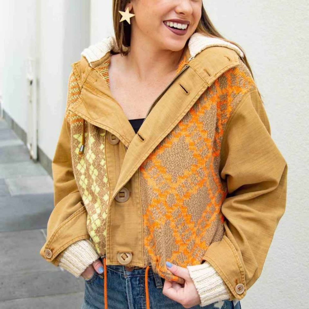 Free People Reno Knit Contrast Trim Jacket
